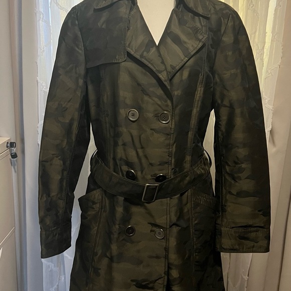W by Worth Olive Camouflage Trench Coat - Picture 1 of 7